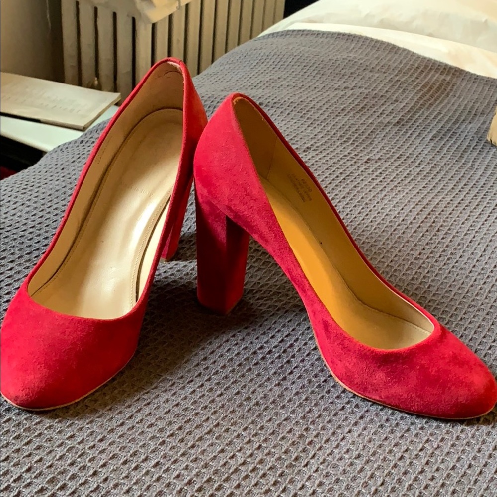 JCrew Etta suede pumps, cranberry, size 10.